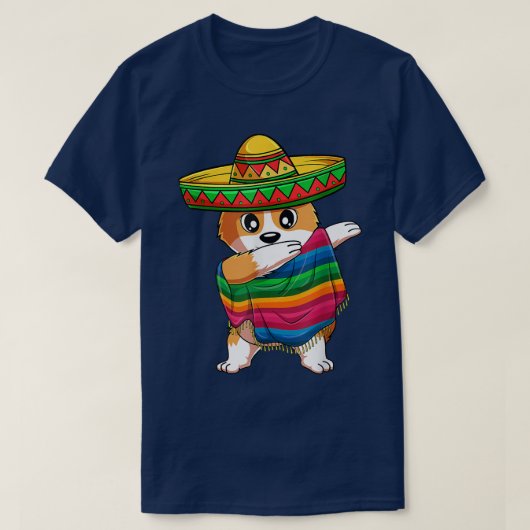 Dabbing Corgi Dog Mexican Poncho Sombrero Cinco de T-Shirt (Design vorne)