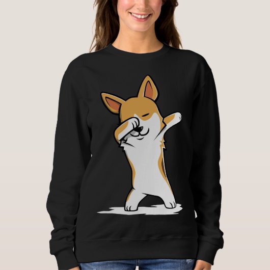 Dabbing Corgi Funny Sweatshirt (Vorderseite)