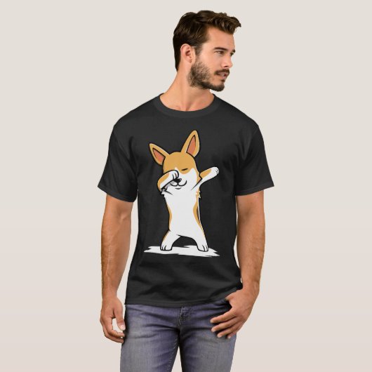Dabbing Corgi Funny T-Shirt (Vorne ganz)