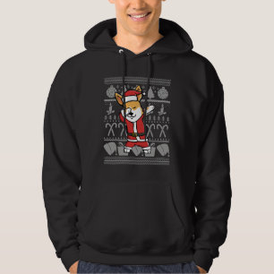Dabbing Corgi Ugly Christmas Sweater Grafik Hoodie