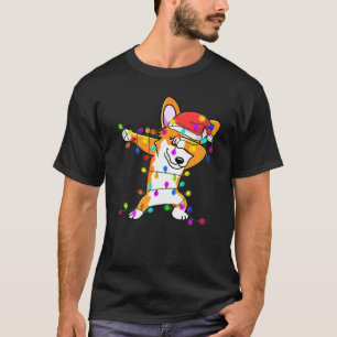 Dabbing Corgi Weihnachtsweih Lichter Hunde Xmas Ko T-Shirt