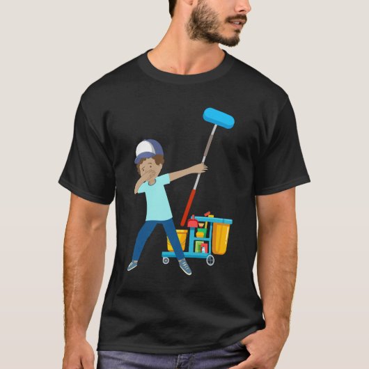 Dabbing Custodian Cleaning Janitor Caretaker T-Shirt (Vorderseite)