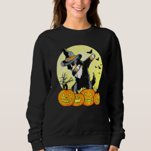 Dabbing Dab Hund Halloween Kostüm Full Moon Pumkin Sweatshirt