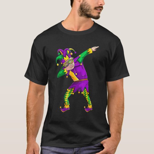 Dabbing Dab Jester Mardi Gras Mask Outfit Men Kids T-Shirt (Vorderseite)