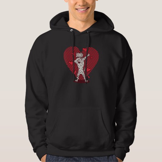Dabbing Dalmatian Heart Valentines Day Dab Dance D Hoodie (Vorderseite)