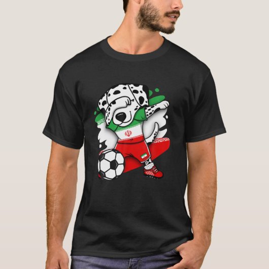 Dabbing Dalmatiner Dog Iran Soccer Fans Jersey Foo T-Shirt (Vorderseite)