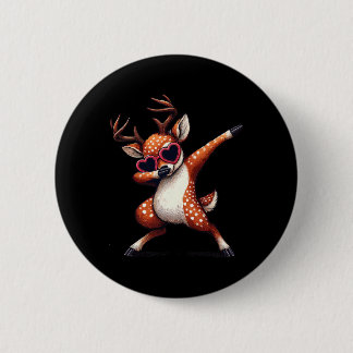 Dabbing Dance Deer Heart Sungles  Button