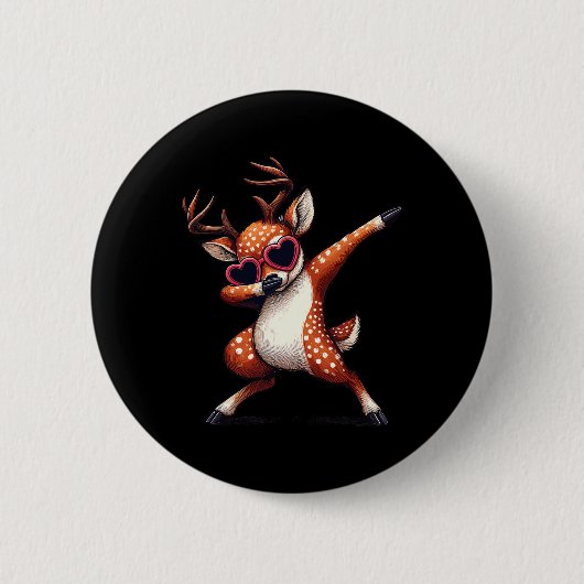 Dabbing Dance Deer Heart Sungles  Button (Vorderseite)