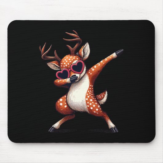Dabbing Dance Deer Heart Sungles  Mousepad (Vorne)