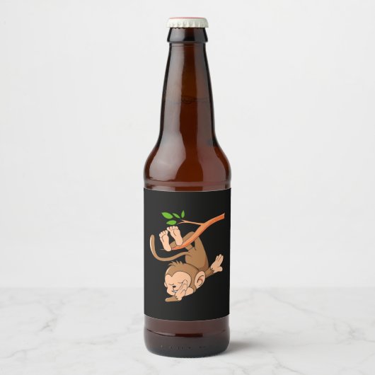 Dabbing Dance Monkey Bierflaschenetikett (Vorderseite)