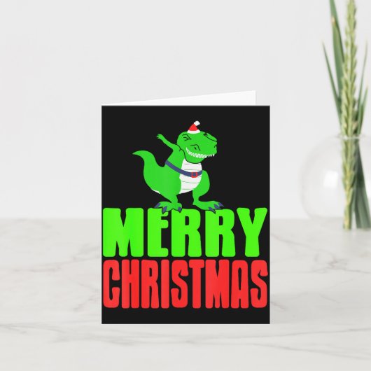 Dabbing Dinosaur Merry Christmas Holiday Humor Karte (Vorderseite)