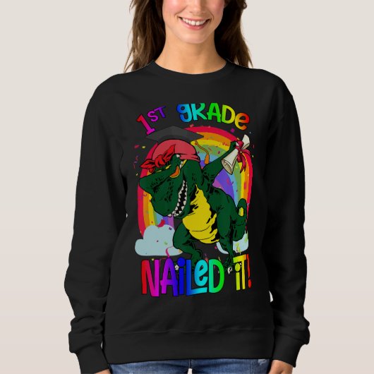 Dabbing Dinosaurier Rex Abschluss Nail I Sweatshirt (Vorderseite)