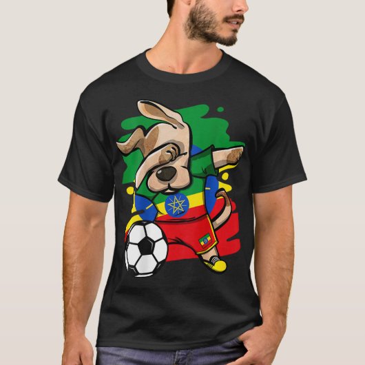 Dabbing Dog Ethiopia Soccer Fans Jersey Ethiopian  T-Shirt (Vorderseite)