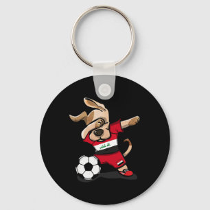 Dabbing Dog Irak Fußballfans Trikot Irakischer Fuß Schlüsselanhänger