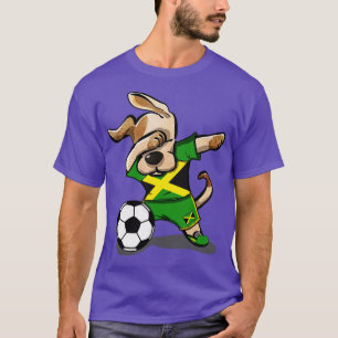 Dabbing Dog Jamaica Soccer Jamaikanische Flagge Fu T-Shirt