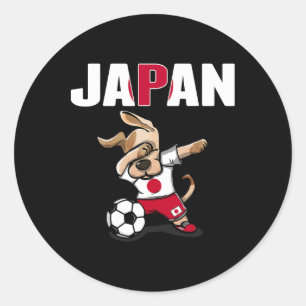 Dabbing Dog Japan Fußballfans Trikot Japanische Fl Runder Aufkleber