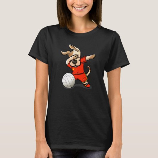 Dabbing Dog Proud China Volleyball Fans Jersey Chi T-Shirt (Vorderseite)