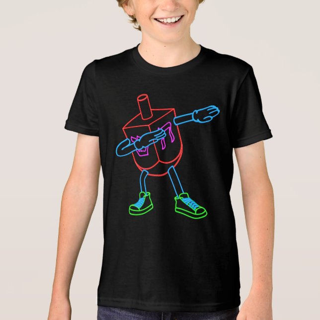 Dabbing Dreidel Funny Hanukkah Geschenke für Kinde Tri-Blend Shirt (Vorderseite)