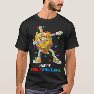 Dabbing Dreidel Merry Christmas und Happy Hanukkah T-Shirt