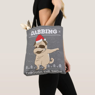 Dabbing durch den Schnee Mops Ugly Weihnachtsschwe Tasche