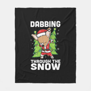 Dabbing durch Schnee Chihuahua Weihnachtshund Fleecedecke