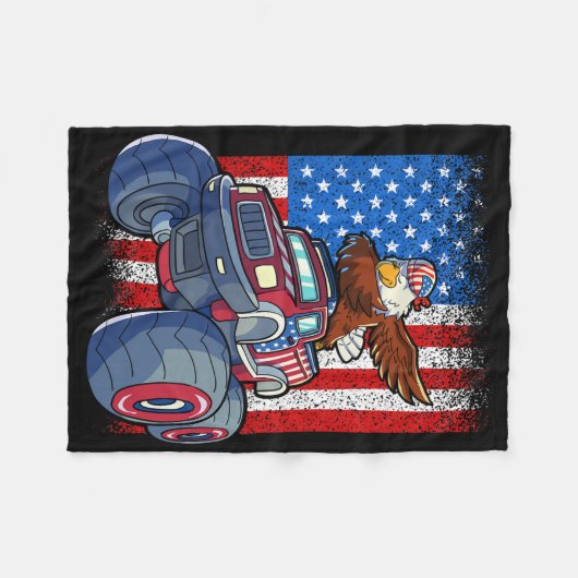 Dabbing Eagle Monster Truck 4. Juli Jungs Ameri Fleecedecke (Vorderseite (Horizontal))