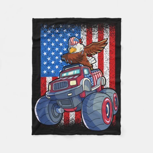Dabbing Eagle Monster Truck 4. Juli Jungs Ameri Fleecedecke (Vorderseite)