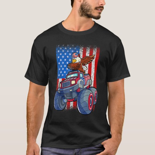 Dabbing Eagle Monster Truck 4. Juli Jungs Ameri T-Shirt (Vorderseite)