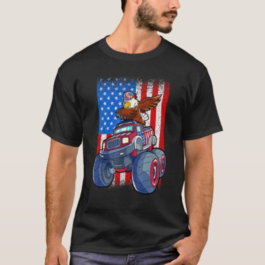 Dabbing Eagle Monster Truck 4. Juli Jungs Ameri T-Shirt (Vorderseite)