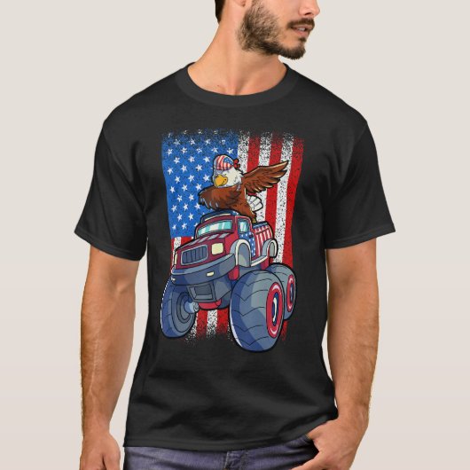 Dabbing Eagle Monster Truck 4. Juli Jungs Ameri T-Shirt (Vorderseite)