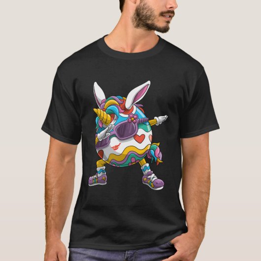 Dabbing Easter Unicorn Rabbit Ears Egg Women Girls T-Shirt (Vorderseite)