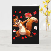 Dabbing-Eichhörnchen hält Blumen Valentinstag H Karte (Gelbe Blume)