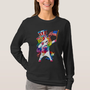 Dabbing Einhorn 4. Juli Mädchen Kinder Frauen Amer T-Shirt