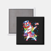 Dabbing Einhorn 4. Juli Onkel Sam Mädchen Americ Magnet (Vorderseite/Rückseite)