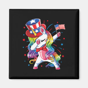 Dabbing Einhorn 4. Juli Onkel Sam Mädchen Americ Magnet