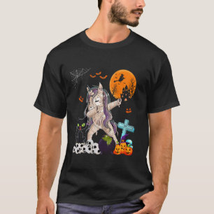 Dabbing Einhorn als Mumie Halloween-Katze auf Horr T-Shirt