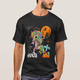 Dabbing Einhorn als Zombie Halloween Katze auf Hor T-Shirt