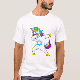 Dabbing Einhorn Chanukka Jüdisch Tanzendes Chanuka T-Shirt