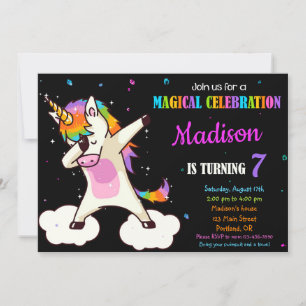 Dabbing Einhorn Geburtstagseinladung Magisches Par Einladung