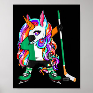 Dabbing Einhorn Irland Eishockeyfans Jersey Win Poster