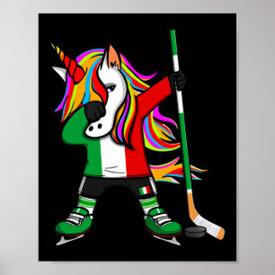 Dabbing Einhorn Italien Eishockey Fans Jersey Wint Poster