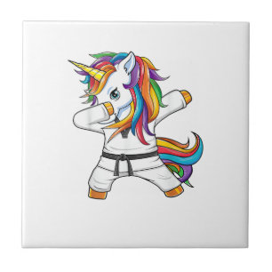 Dabbing Einhorn Karate Taekwondo Kinder Mädchen Ma Fliese