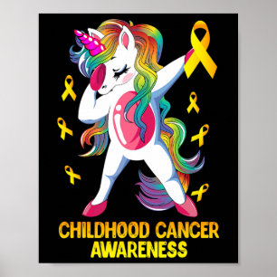 Dabbing Einhorn Kindheitskrebs-Bewusstseinskrieger Poster