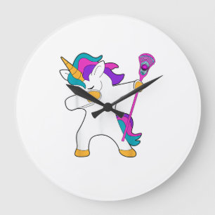 Dabbing Einhorn Lacrosse LAX-Shirt Lustiges Tee-Ge Große Wanduhr
