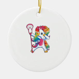 Dabbing Einhorn Lacrosse Lustiges Lax Spieler T-Sh Keramik Ornament