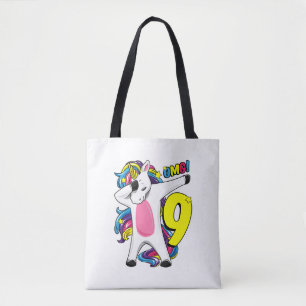 Dabbing Einhorn Mädchen's 9. Geburtstagsgeschenk 9 Tasche