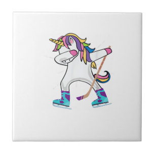 Dabbing Einhorn Mit Einem Hockeyschläger Einhorn S Fliese