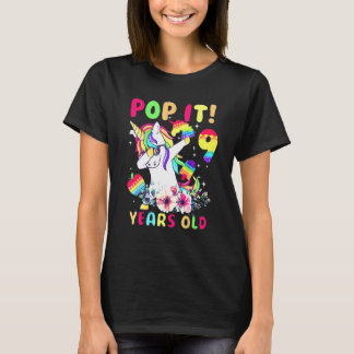 Dabbing Einhorn Pop It Ich bin 9 Jahre alt Fidget T-Shirt