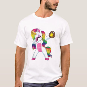 Dabbing Einhorn Softball Mädchen Damen T-Shirt