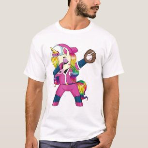 Dabbing Einhorn Softball Regenbogen Baseball Mädch T-Shirt